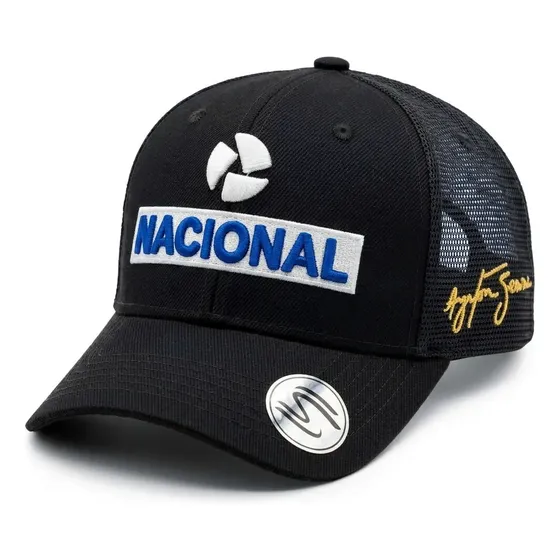 Boné Nacional Ayrton Senna Aba Curva Trucker Retrô Telinha.