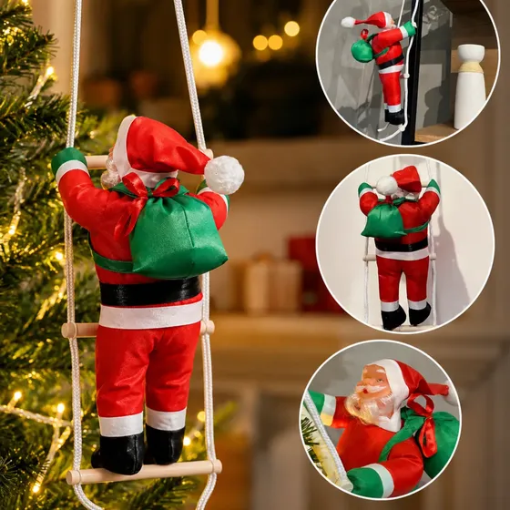 Papai Noel Boneco Subindo Escada Decoração Varanda Natal