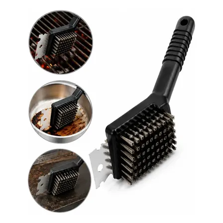 Escova Limpa Grelha Aço Inox 3 Em 1