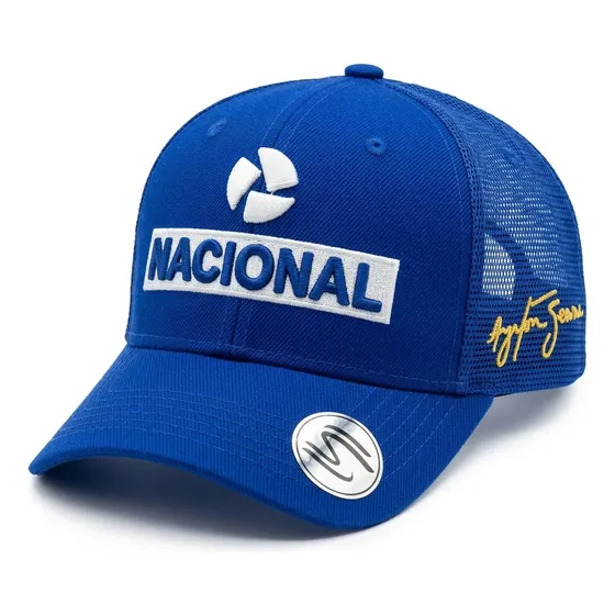 Boné Nacional Ayrton Senna Aba Curva Trucker Retrô Telinha.
