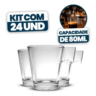 Conjunto 24 Xícaras De Vidro 80ml Kit Café Chá Expresso Kit 24 Xícaras