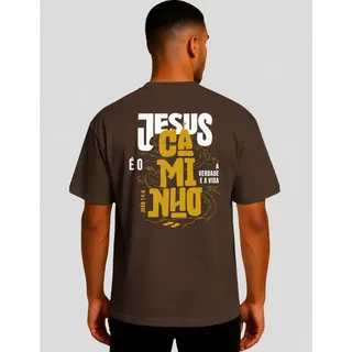 Camiseta Jesus É O Caminho Fé Cristã Urbana Unissex Marrom G