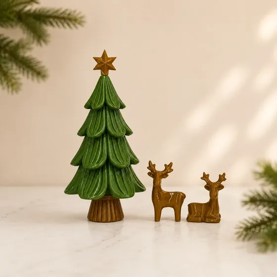 Rena Natalina Com Árvore Decoração De Natal Para Casa