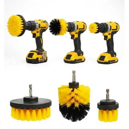 Kit Escova Rotativa P/ Furadeira Lavagem Automotiva E Piso Amarelo
