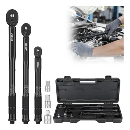 Jogo 6 Peças Chave De Torque 72 Dentes +3 Adaptadores Dobevi Preto