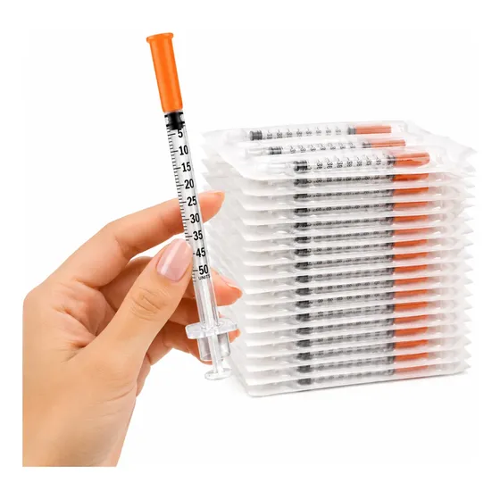 Kit 50 Uni Seringa Insulina 0,5ml 6mm X 0,25 Agulha Fixa