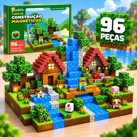 Blocos Magnéticos De Montar 96 Peças Brinquedo Educativo 96 Blocos De Construção