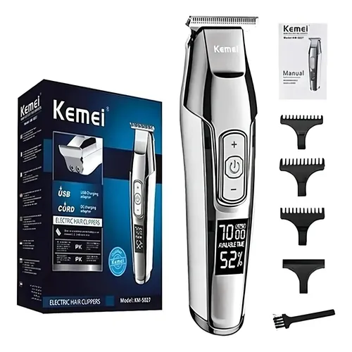 Maquina De Acabamento Profissional Prata Km 5027 Kemei Bivo Prateado 127/220v
