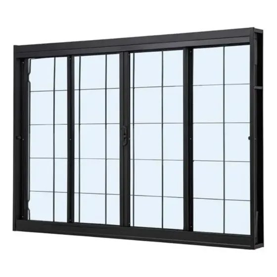 Janela Correr Central 4f 120x100 Aço Preto Quadric. C/ Vidro