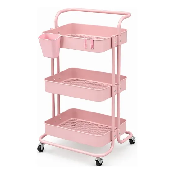 Organizador Multiuso 3 Prateleiras Metal Rodízios Cozinha