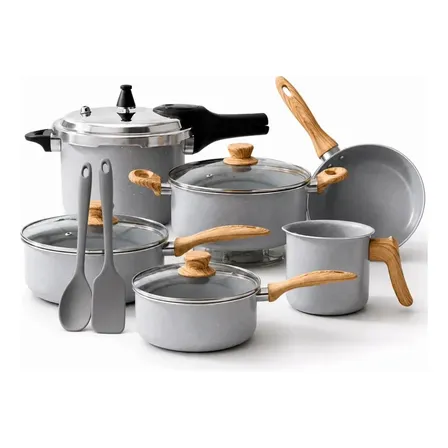 Jogo De Panela Pressão Indução Ceramic Life Brinox Gris 8pçs