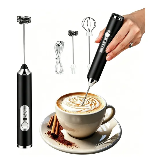 Misturador Bebidas Ovos Portátil Recarregável Mini Mixer Preto