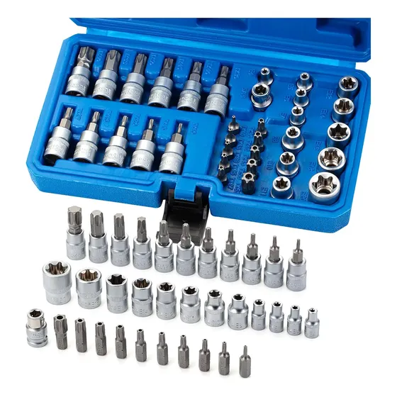 Kit Jogo Soquetes Torx 34 Peças Macho Femea Aço 1/4 E 3/8