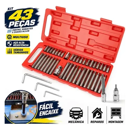40 Pçs Jogo De Ferramentas Bit Torx Allen Multidentado Crv
