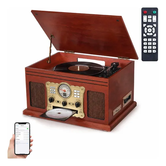 Toca-discos Bluetooth 10 Em 1, Toca-discos De 3 Velocidades