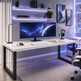 Mesa Gamer Industrial 150cm Para Computador Estrutura Em Aço Madeira