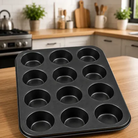 Forma Assadeira Cupcake Faz Pão De Queijo Empada 12 Cavidade Preto