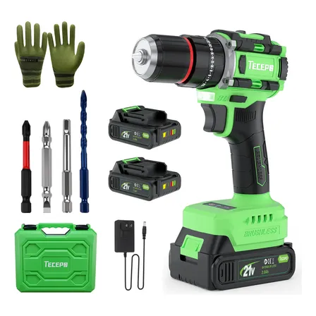 Parafusadeira Furadeira 1450rpm Tecepo Tp-ba50 3/8 10mm Verde-limão 127/220v 60hz