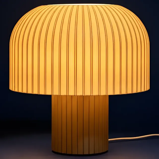 Abajur Luminária De Mesa Cogumelo Kaela Branco C/ Lampada Marrom-claro Branco 127/220v