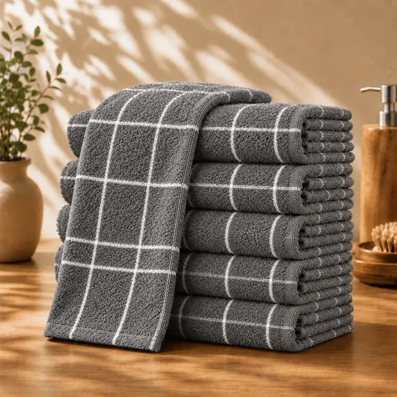 Kit 10 Panos De Prato Xadrez Atoalhado Alta Absorção Luxo