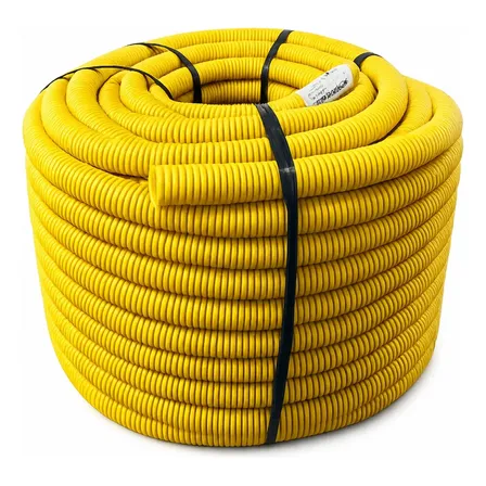 Conduíte Amarelo Flexível Corrugado Parede 3/4 Rolo 50m