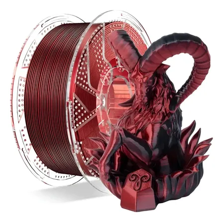 Filamento Pla Impressão 3d Silk Duas Cores 1kg Conjure Preto/vermelho