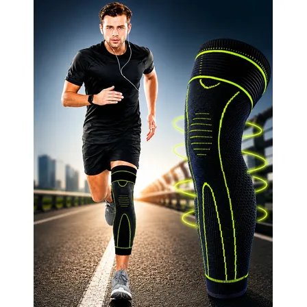 Meia Compressão Joelho Ortopédica Panturrilha Unissex Preta Com Verde Meia De Compressão Esportiva Treino Corrida Musculação Malhação Circulação Único