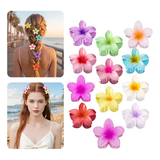Kit 12/24 Presilha Piranha Flor 4cm Cabelo Mulher Cores