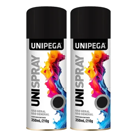 Kit 2 Tinta Uso Geral Pintura Todas As Cores Automotivo Preto Brilhante