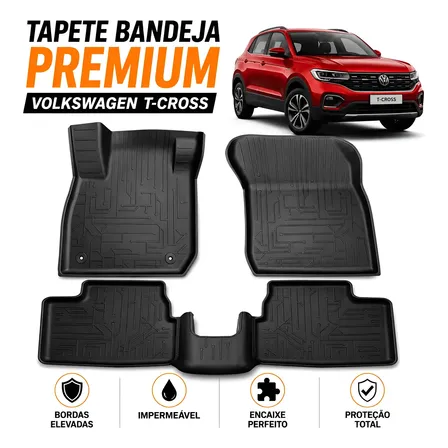 Tapete Bordas Elevadas Bandeja T-cross 2017 A 2024 2025 2026 Preto