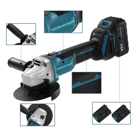 Esmerilhadeira Lixadeira Angular Profissional 2 Baterias 48v Azul 48v