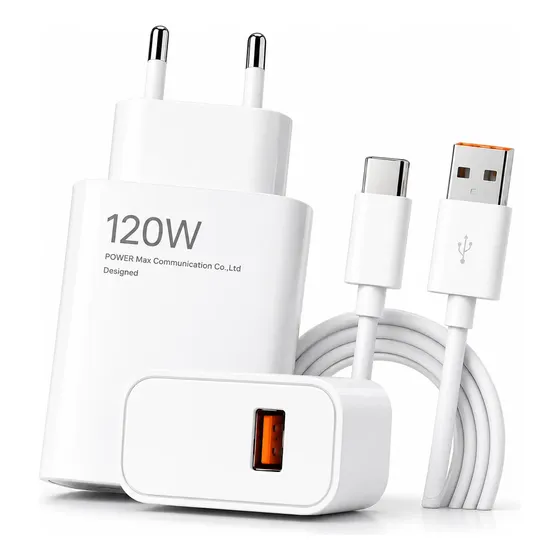 Carregador Turbo 120w Usb-c Para Xiaomi Redmi Poco X7 Branco