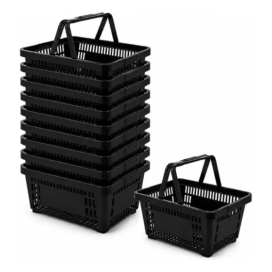 Kit C/ 10 Mini Cestas Plástica 7l Reforçada C/ Alça Farmácia Preto