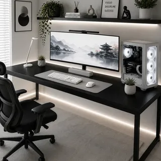 Mesa Gamer Industrial 150cm Para Setup E Escritório Pés Aço Preto