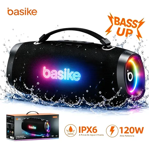Basike Caixa 120w Boombox Tws Bass Boost Ipx6 10000mah Rgb