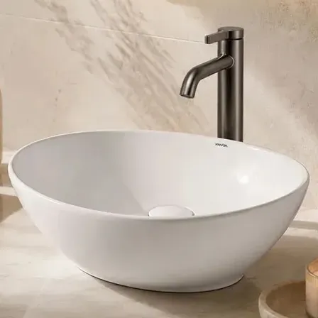 Cuba De Apoio Oval Cerâmica Branca Banheiro Slim 41x34cm Branco