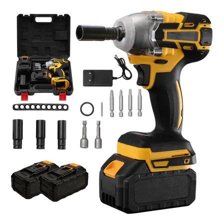 Chave De Impacto Sem Fio Dupla Bateria 10 Células Com Maleta Amarelo 48v