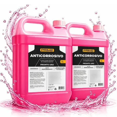 Kit 2 Fluído Rosa Pronto Uso Rosa 5l Arrefecimento 10l Anticorrosivo Aditivo Orgânico