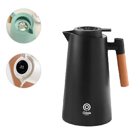 Garrafa Térmica 1 Litro Com Termômetro Led Para Chás Café Preto