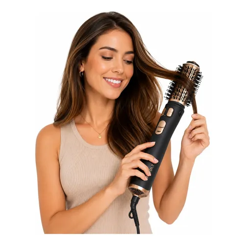 Escova Secadora Rotativa Britania Alisa E Modela Preto/dourado 127v/220v