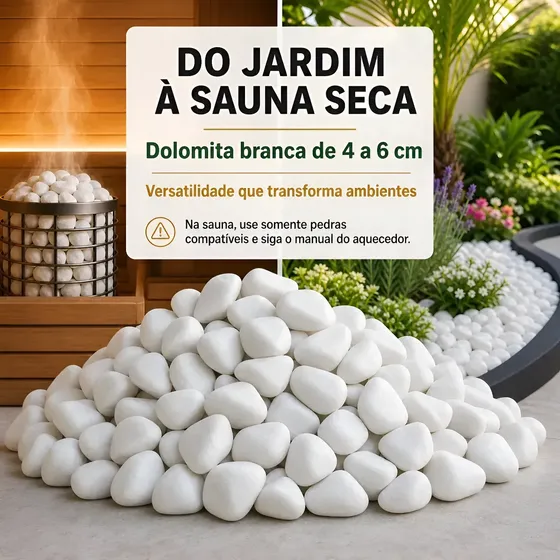 4kg Pedra Dolomita Branca 4 A 6 Cm Para Sauna Seca Jardim