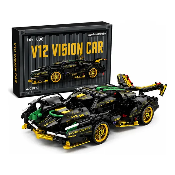 Blocos De Montar Carro Esporte Lamborghini Amarelo Kit
