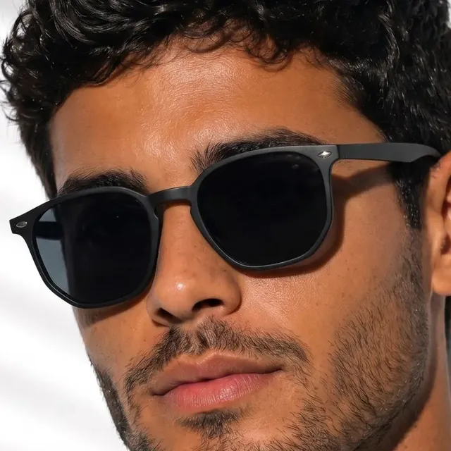 Óculos De Sol Moderno Hype Design Geométrico Uv400 Preto