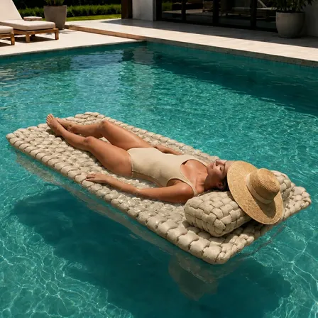 Tapete Flutuante Tricô Náutico Grande Rede Piscina Almofada Rami Tramado Em Tricô Náutico