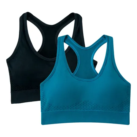 Kit 2 Top Nadador Fitness Com Bojo Costura Reforçada Fitness Preto-ciano M