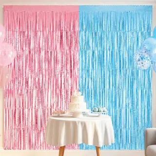 Cortina Metalizada Festa Kit 4 Fita Decoração Painel Franja Chá Revelação