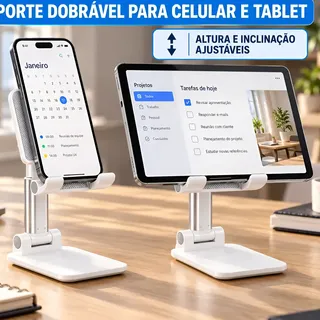 Suporte Mesa Universal Kit 2 Celular Tablet Portátil