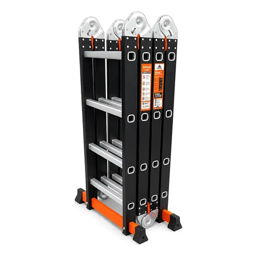 Escada Articulada 4x4 4,56m Industrial Reforçada 150kg En131 Preto