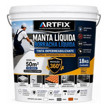 Manta Líquida Impermeável Artfix Premium 18l Paredes E Lajes Branco Acetinado