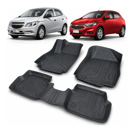 Jogo Tapete Bandeja Chevrolet Onix 2012 A 2019 Borda Alta Preto